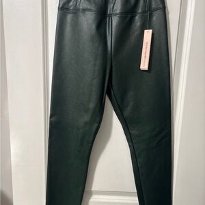 Bloomingdale's Dark Green Faux Leather Leggings